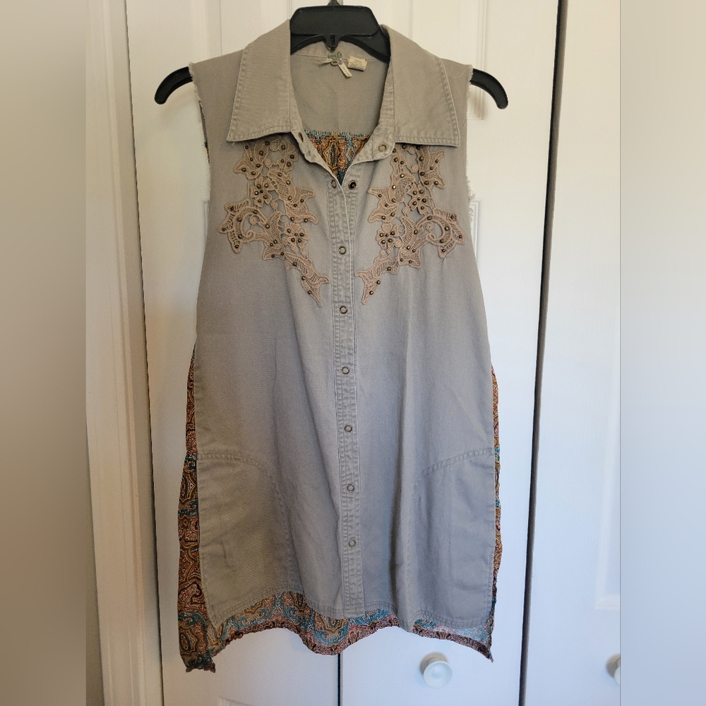 BKE Button Up Embellished Tank